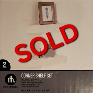 SOLD - Hometrends - Corner Shelf Set in Weathered White (Two for Sale)
